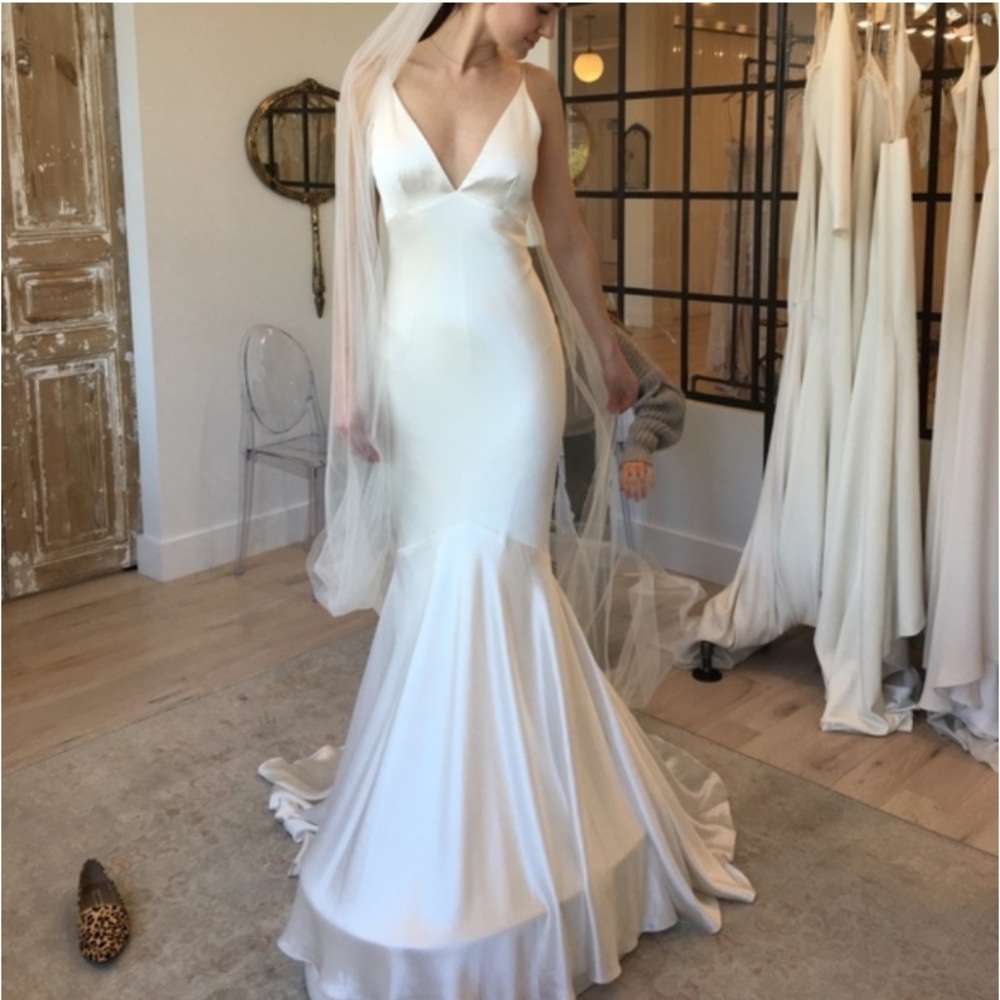 Theia Ivory Satin Bridal Gown